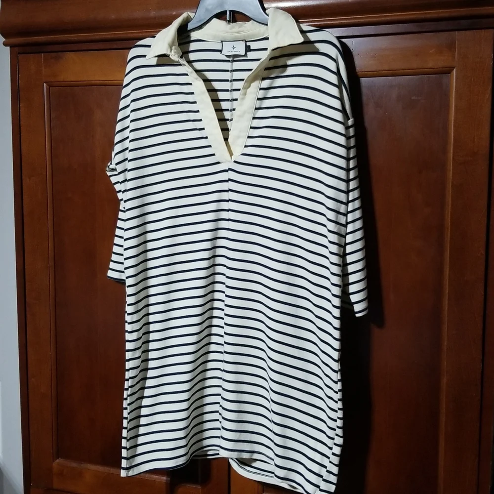 Tuckernuck Cream and Navy Striped Polo Dress